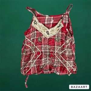 western boho plaid crop tank top